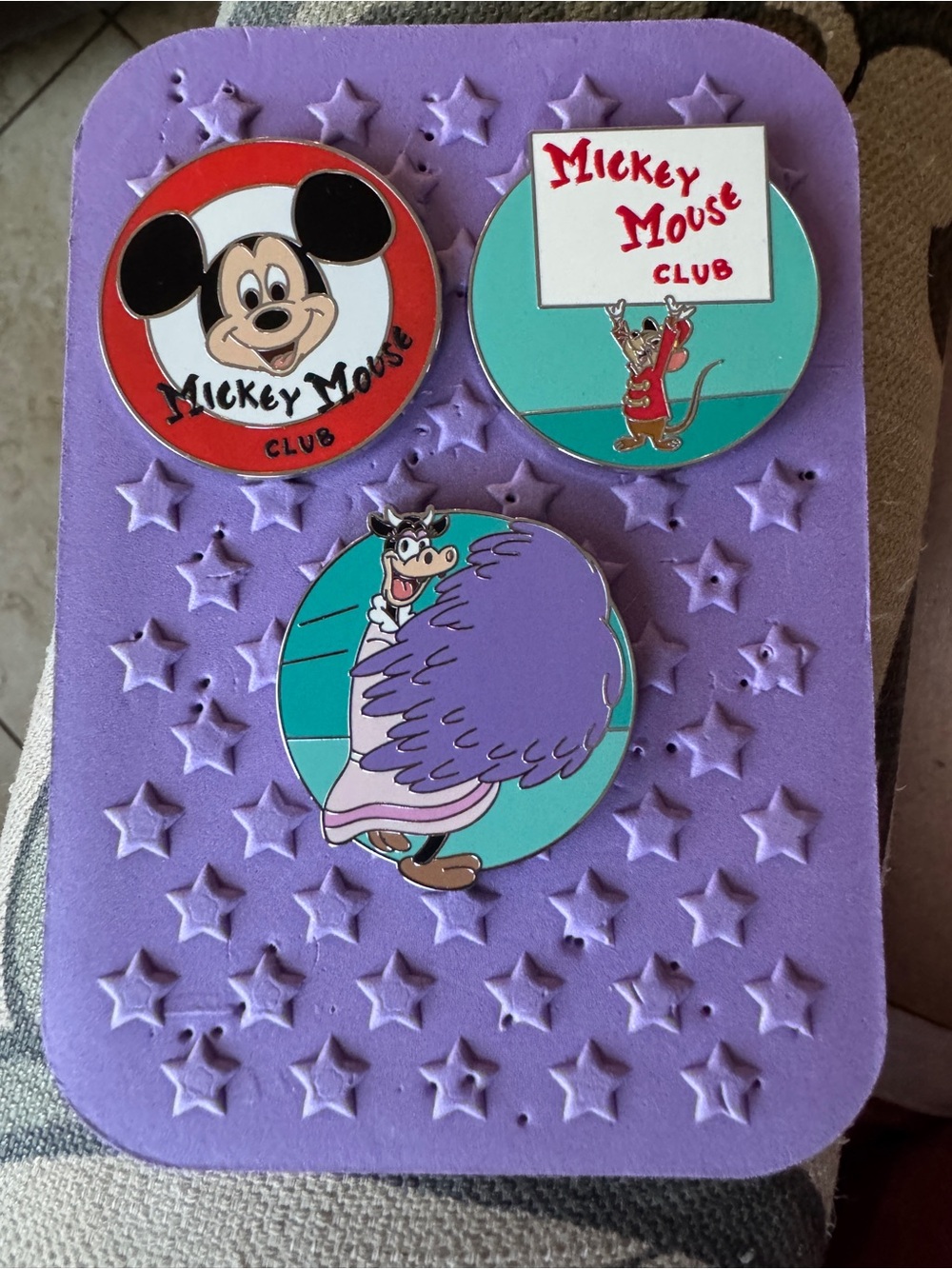 Disney Mickey Mouse Club Pins - Purple, Red, Teal 3 pins total